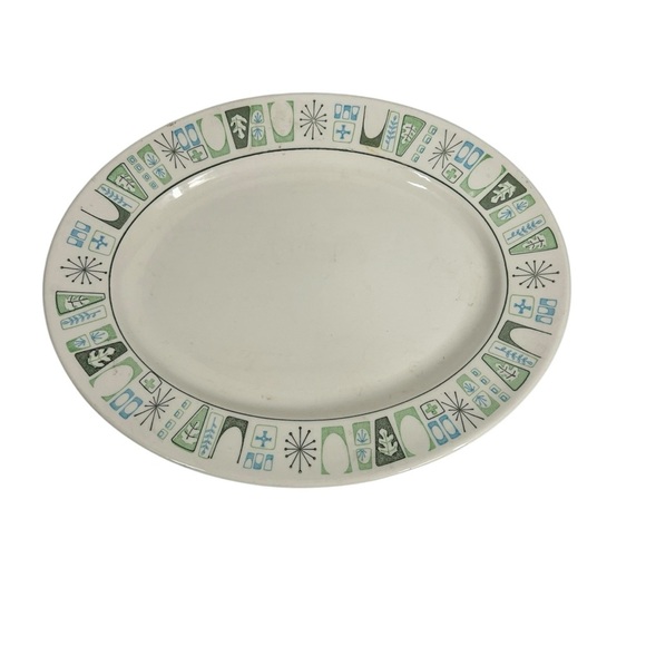 CATHAY by Taylor, Smith & Taylor 13" Oval Serving Platter Atomic Starburst - Picture 1 of 7
